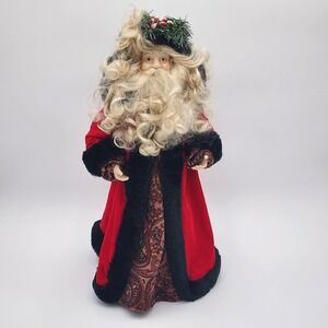 Vintage Old World Santa Christmas Tree Topper Cloaked Wreath Halo Gorgeous 20"
